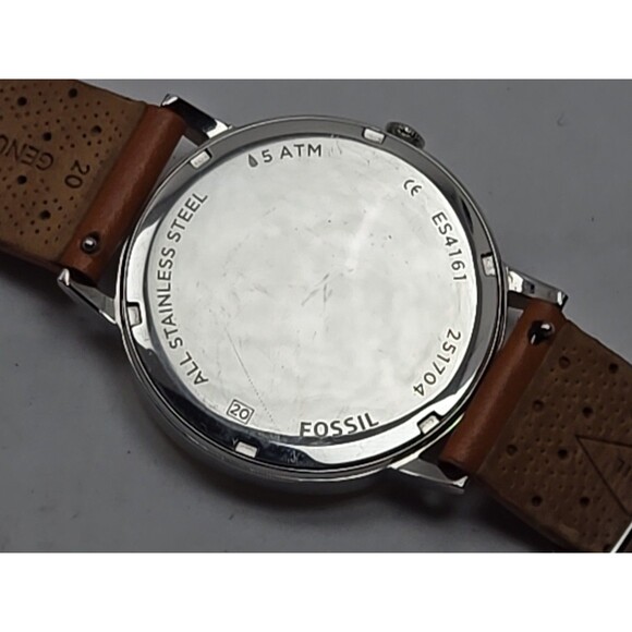 Fossil Gazer ES4161 Womens Watch White Dial Crystal Markers Leather New Battery - Picture 13 of 13
